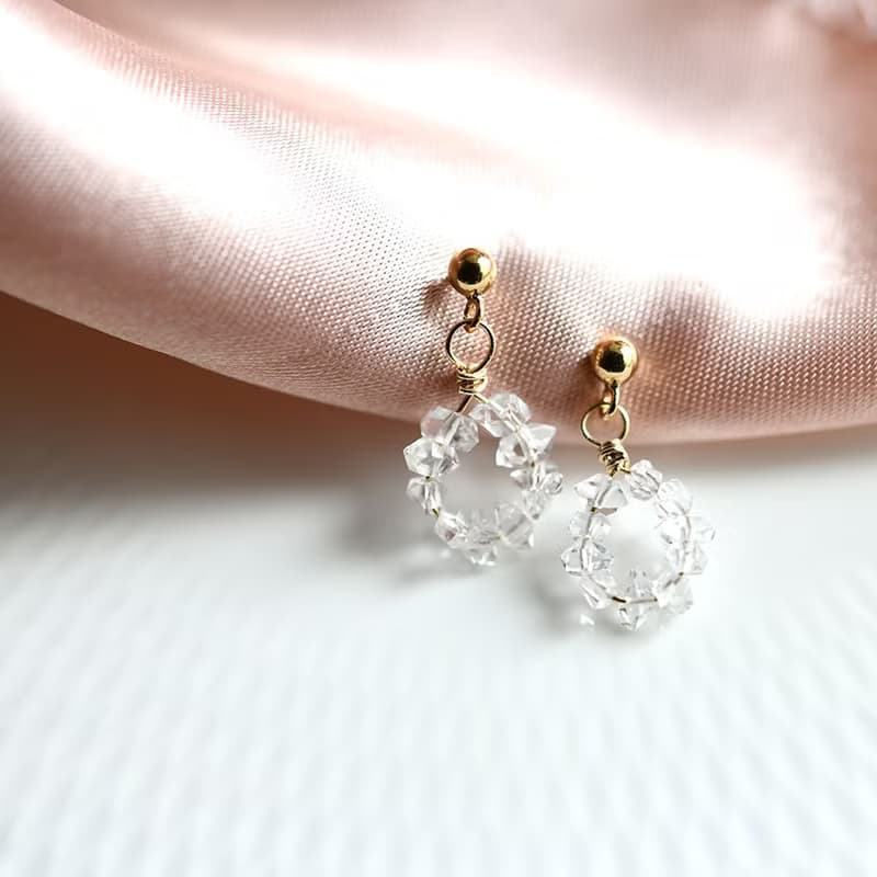 単品　オリジナル 極上 ハーキマーダイヤモンドのしずくピアス　4月の誕生石