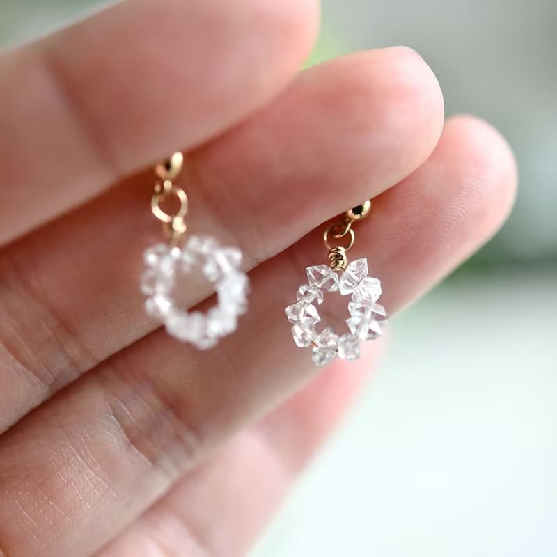 単品　オリジナル 極上 ハーキマーダイヤモンドのしずくピアス　4月の誕生石