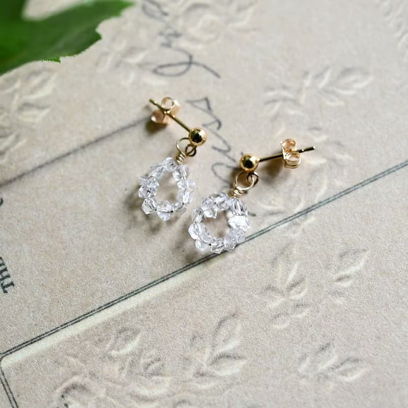 単品　オリジナル 極上 ハーキマーダイヤモンドのしずくピアス　4月の誕生石