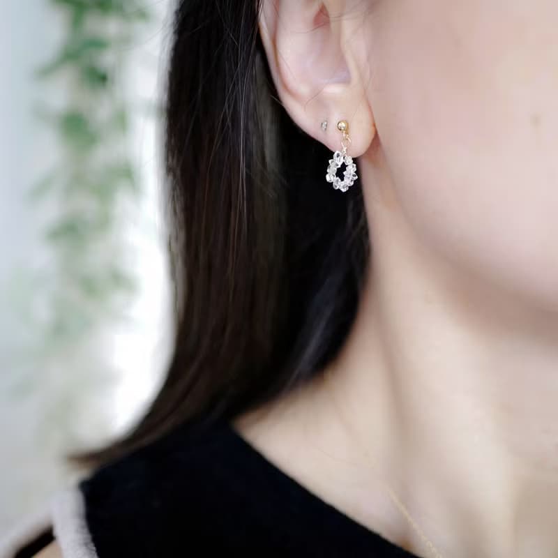 単品　オリジナル 極上 ハーキマーダイヤモンドのしずくピアス　4月の誕生石