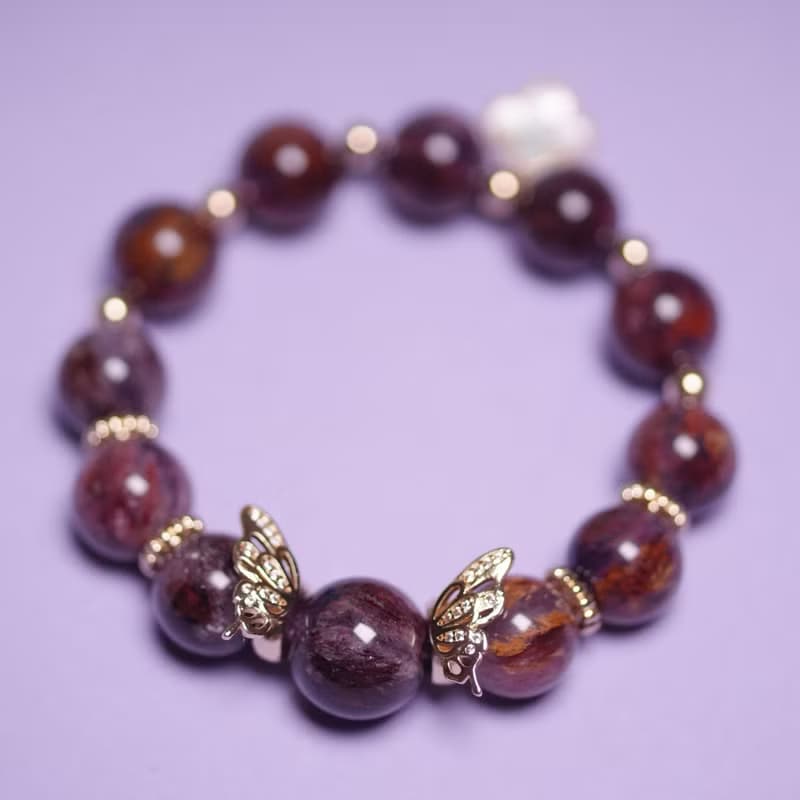 化蝶-12.5mm畢業級大珠紫幽靈(多幽靈)設計手串