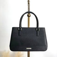 【 日本直送　名牌中古包 】BURBERRY バーバリー ハンドバッグ ブラック ロゴ レザー vintage ヴィンテージ オールド 23ttty