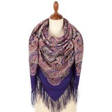 Pavlovo Posad Russian Shawl 100% Wool Scarf 125x125 cm Wrap Silk Fringe 1928-15