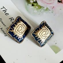 vintage jewelry  典雅琺瑯圖騰 夾式耳環