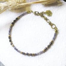 VIIART。入夢。黑曜石堇青石黃銅手鍊神秘系vintage手環