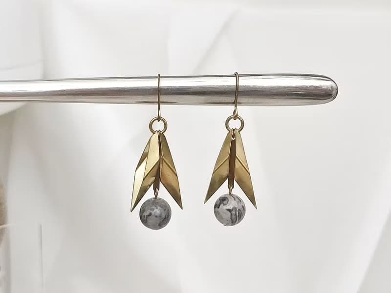 地仙 L'IMMORTEL 俠女 天然石黃銅 垂墜耳飾