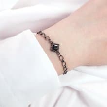 復古菱形 麻花手鍊 黑方晶 925純銀 女生手鍊