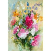 Floral Bouquet Original Painting, Field Flower Artwork, Canvas Impasto Wall Art