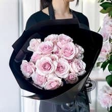 粉霧巴黎初戀玫瑰鮮花花束