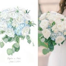 ORIGINAL Custom Wedding Bouquet Painting Watercolor Bridal flowers Anniversary