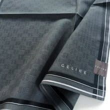 Celine Vintage Handkerchief Woven Fabric Gray 19.5 x 19 inches, vintage scarf