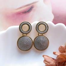 Vintage Jewelry 西洋古董飾品 摩登 厚實 金銀雙色調 針式耳環