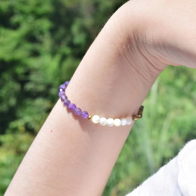 普羅旺斯的靜│白碟貝馬蹄螺 紫水晶 銅 手鍊