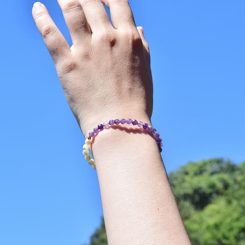 普羅旺斯的靜│白碟貝馬蹄螺 紫水晶 銅 手鍊