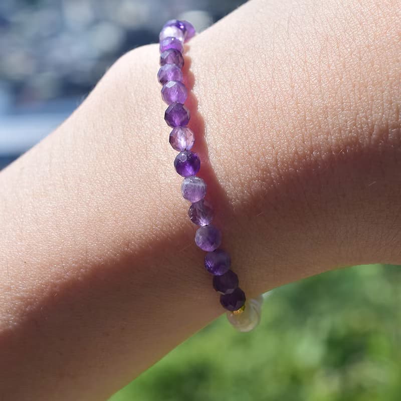 普羅旺斯的靜│白碟貝馬蹄螺 紫水晶 銅 手鍊