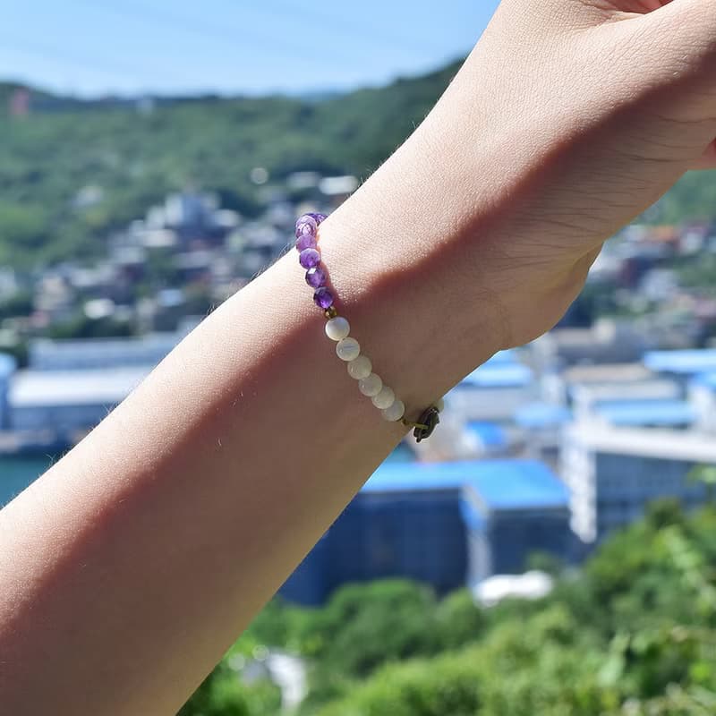 普羅旺斯的靜│白碟貝馬蹄螺 紫水晶 銅 手鍊