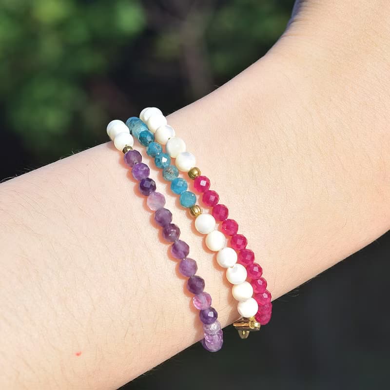 普羅旺斯的靜│白碟貝馬蹄螺 紫水晶 銅 手鍊