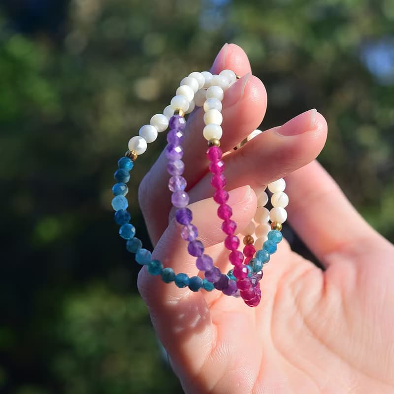 普羅旺斯的靜│白碟貝馬蹄螺 紫水晶 銅 手鍊