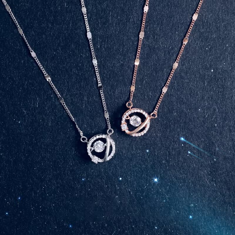 個性星球跳動頸鏈 (白金色)