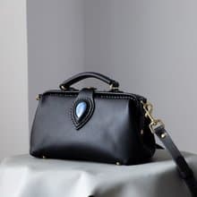 天使之眼 复古横版医生包斜挎包 手提口金包 巧克力色