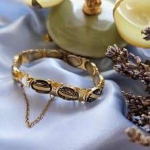 西班牙大馬士革工藝織紋圖騰手鍊/美國西洋古董飾品