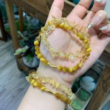 碎金金小黃魚富貴大小姐招財必備天然黃水晶黃阿塞黃虎眼雙圈手鏈