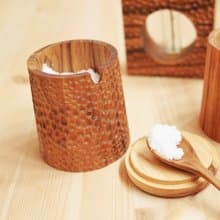 天然柚木調味罐-波點款│食用安心不上漆原木製