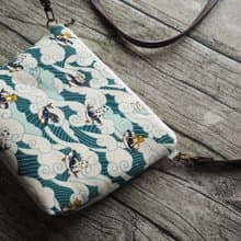 手工縫製托特側肩包帆布手袋化妝包 滑浪貓貓圖案