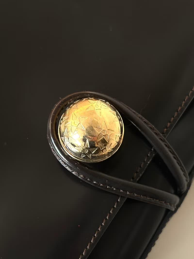 LA LUNE-稀有中古二手Celine黑金色星球皮革小後背包囊單雙肩手袋