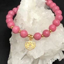 快速出貨天然石薔薇輝石手鍊 玫瑰石手鏈 如意鍍金手鍊