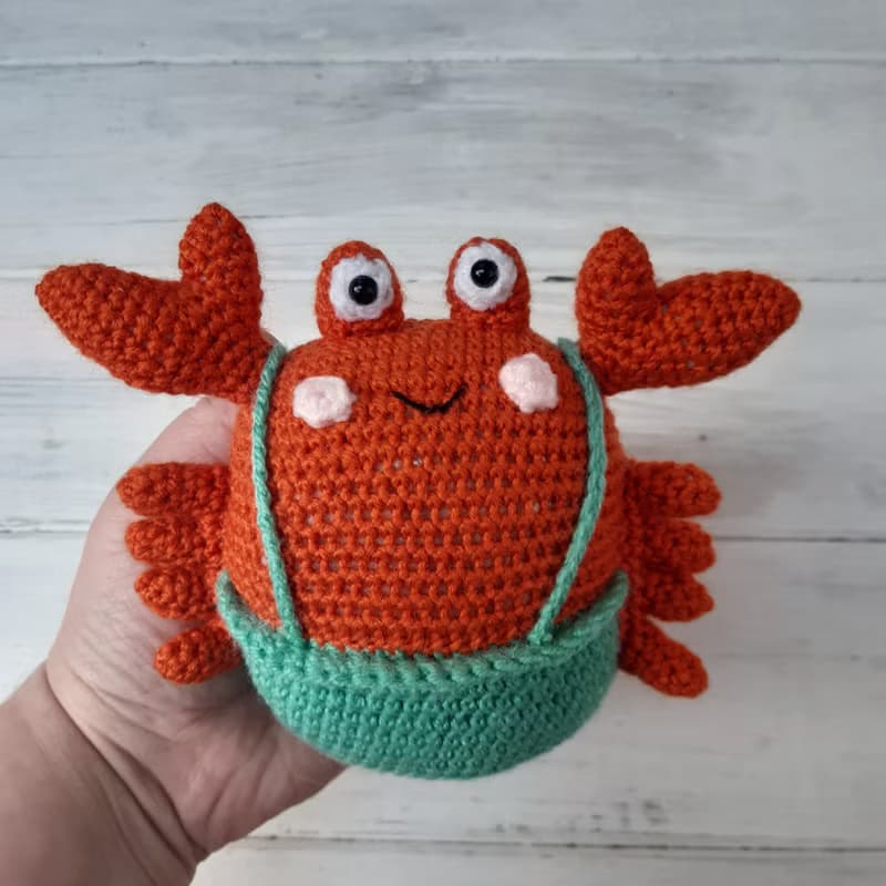 Hand Crochet Funny Crab Stuffed Toys Animals Sea Plush Toys Knit Amigurumi Gift