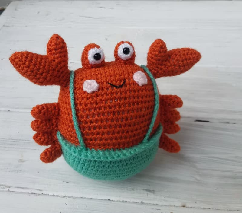 Hand Crochet Funny Crab Stuffed Toys Animals Sea Plush Toys Knit Amigurumi Gift