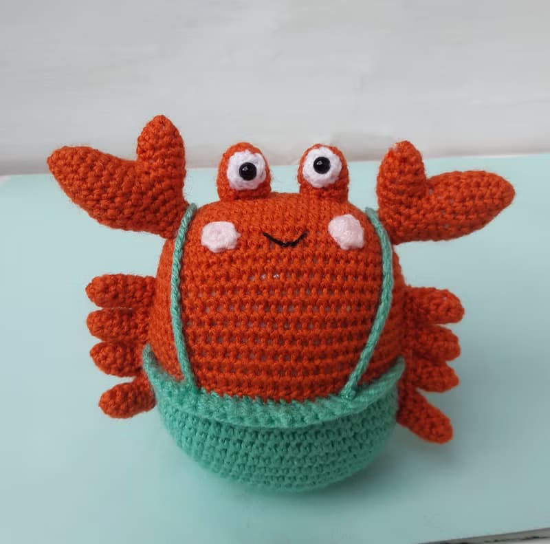 Hand Crochet Funny Crab Stuffed Toys Animals Sea Plush Toys Knit Amigurumi Gift