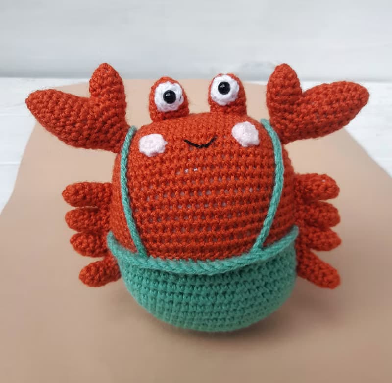 Hand Crochet Funny Crab Stuffed Toys Animals Sea Plush Toys Knit Amigurumi Gift