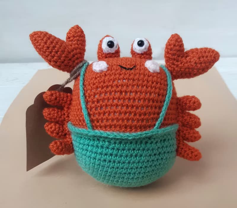Hand Crochet Funny Crab Stuffed Toys Animals Sea Plush Toys Knit Amigurumi Gift