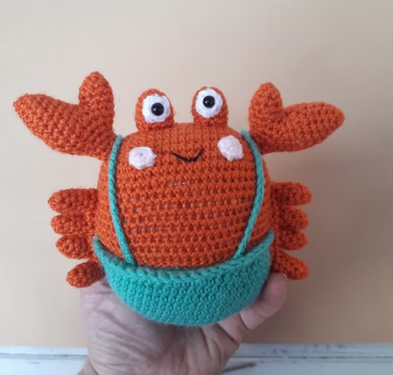 Hand Crochet Funny Crab Stuffed Toys Animals Sea Plush Toys Knit Amigurumi Gift