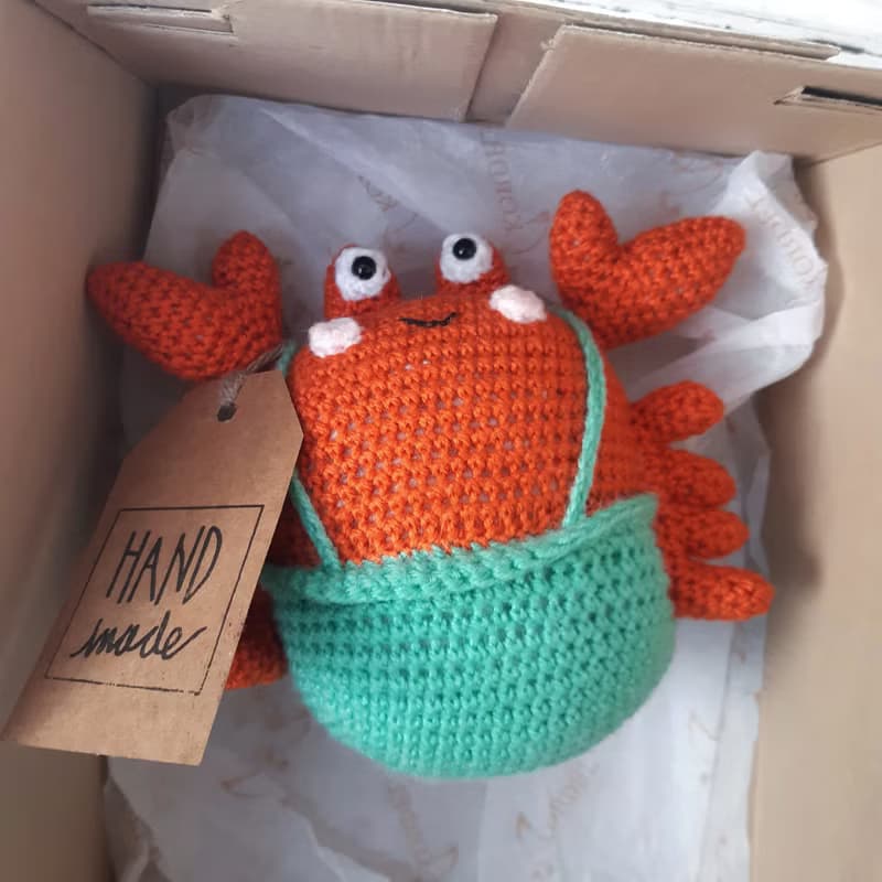 Hand Crochet Funny Crab Stuffed Toys Animals Sea Plush Toys Knit Amigurumi Gift