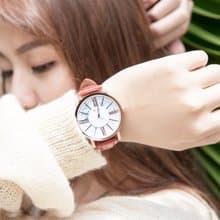W.wear 白大理石面雙層羅馬字釘穿搭手錶 - 白面紅壓紋錶帶