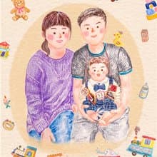 【可愛似顏繪】童趣色鉛筆手繪人像畫 電子檔