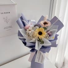 Journee糖果色粉黃紫太陽花向日葵畢業花束乾燥花束