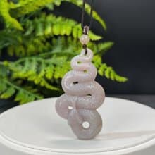高品質紫色珊瑚玉吊墜冰潤玉化手雕生肖蛇保護神聖幸運吉祥智慧