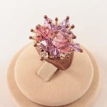 Pink Lilac Swarovski Crystal Large Copper Statement Adjustable Jewelry Ring Gift