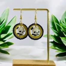 優雅的熊貓耳環  樹脂 夏天飾品