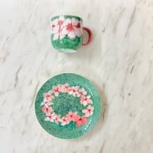 手繪陶瓷 • 櫻花圈圈 • 杯盤組.下午茶點心盤.圓碟