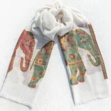 喀什米爾Cashmere 編織羊絨圍巾 純羊毛圍巾披巾 戒指絨披肩-大象