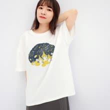 中性短袖- 貓村的夜空 女生穿 貓