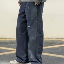 Pants 美式復古潑墨休閒褲 日系潮流寬鬆直筒工裝長褲古著Cityboy