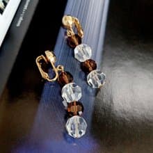 vintage jewelry  S.A.L施華洛世奇 水晶串珠 夾式耳環