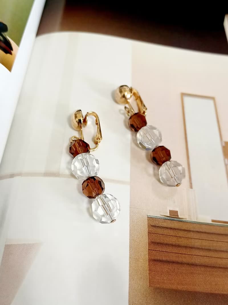 vintage jewelry  S.A.L施華洛世奇 水晶串珠 夾式耳環