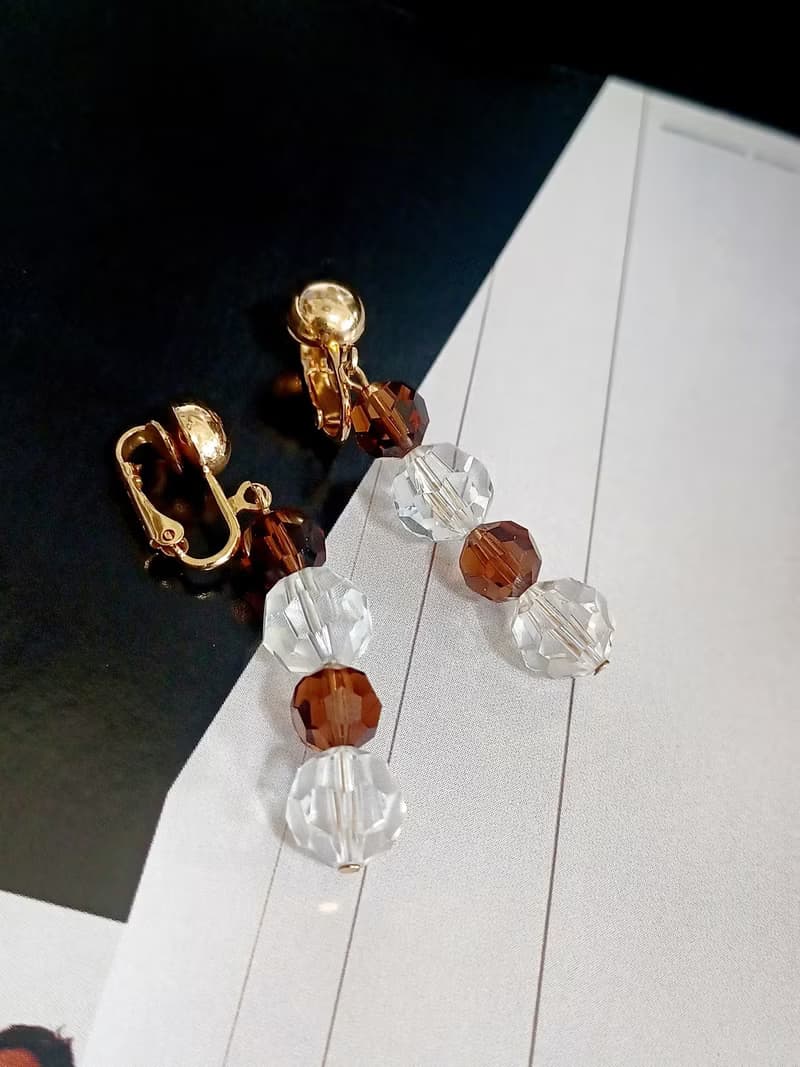 vintage jewelry  S.A.L施華洛世奇 水晶串珠 夾式耳環